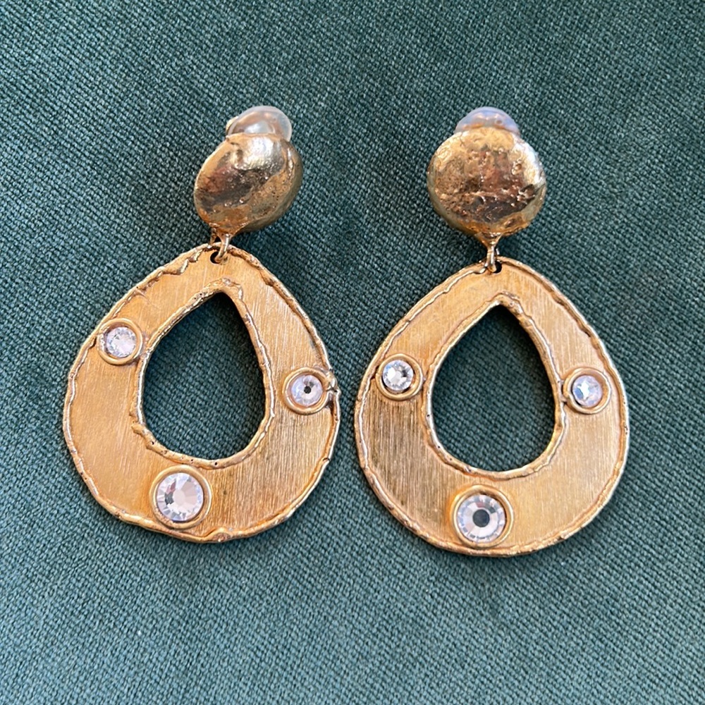 Sylvia Toledano Thalita 22K Goldplated & Swarovski Crystal Drop-Hoop Earrings